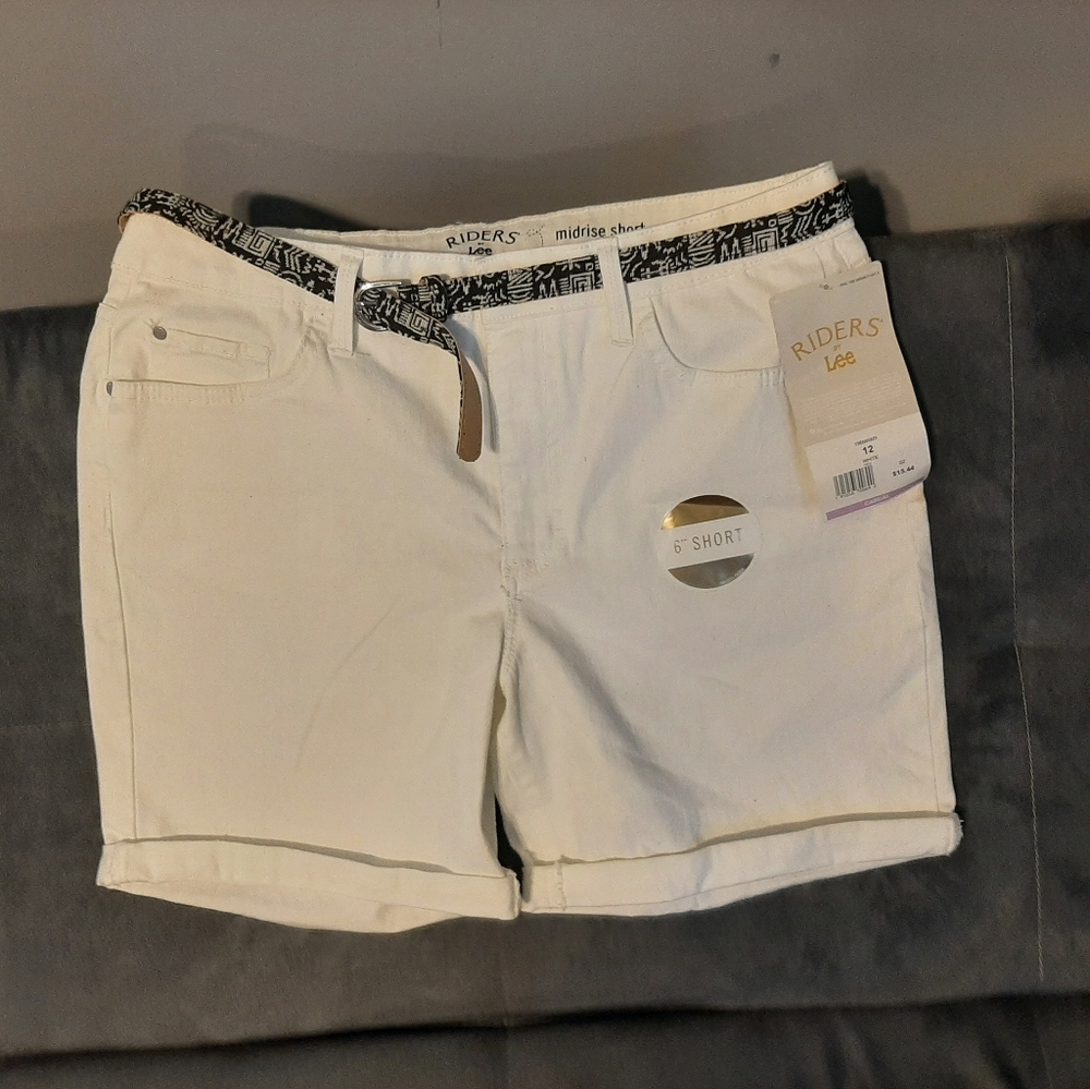 White Mid - Rise Shorts